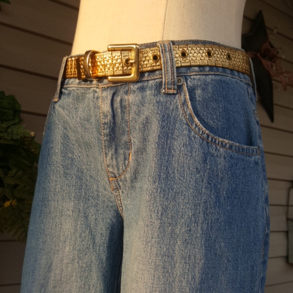 VINTAGE ♡ Super-Sweet Gorgeous All Solid Heavy G O L D Metal Wide Linked Belt S - Picture 10 of 13